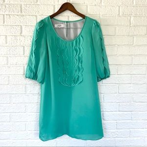 Tibi green silk mini dress size 6